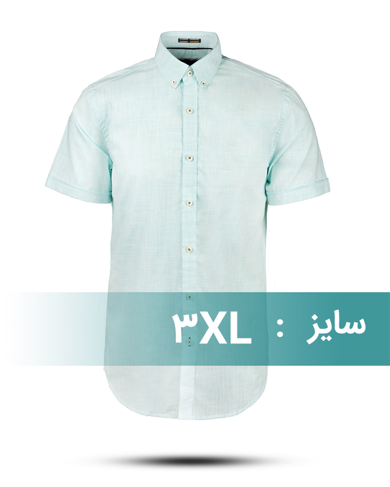 پیراهن مردانه آستین کوتاه VK992 - سبزآبی روشن
