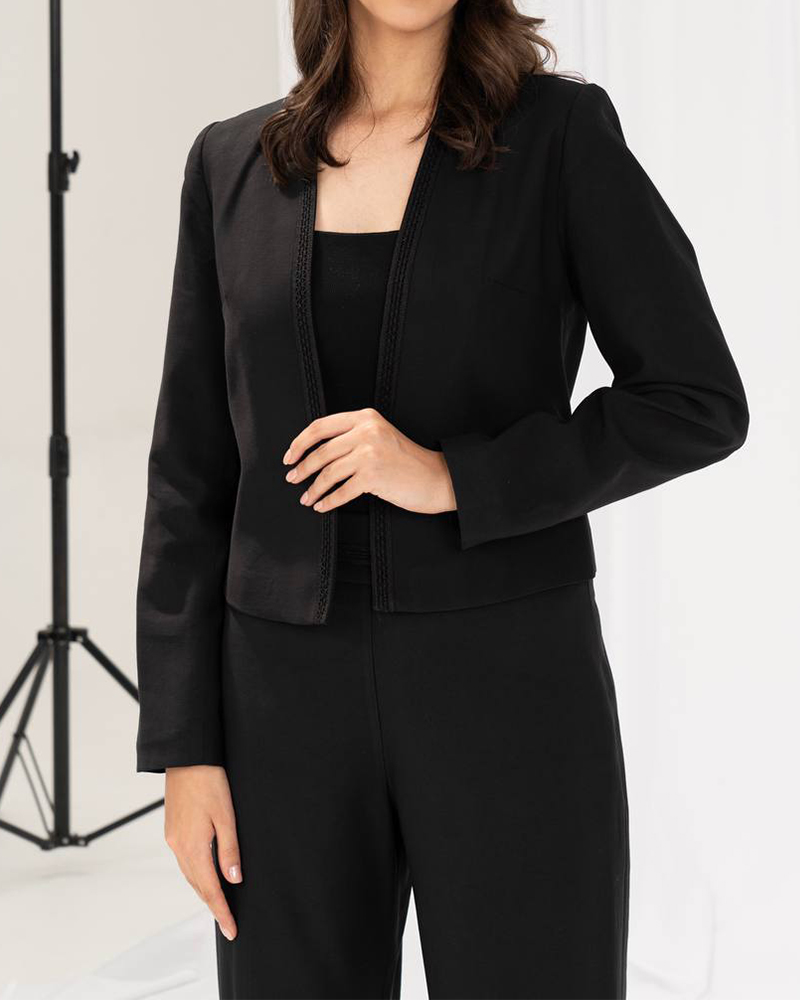 کت مجلسی کرپ زنانه 312161 - مشکی