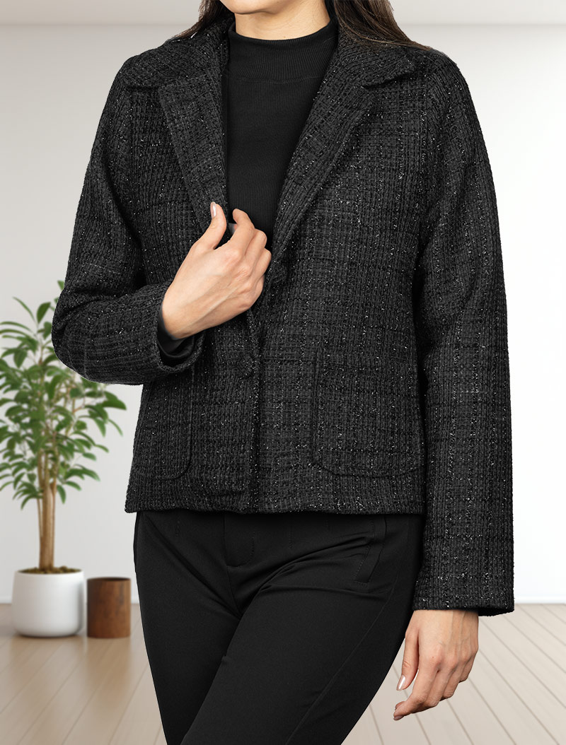 کت شنل لمه دار زنانه 312163 - مشکی