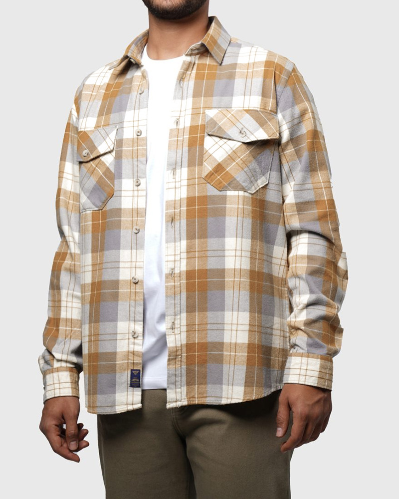 پیراهن چهارخانه پشمی مردانه 4514