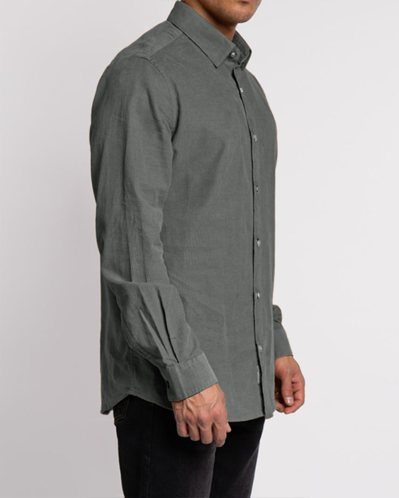 پیراهن مردانه مخمل کبریتی 4554 - خاکستری