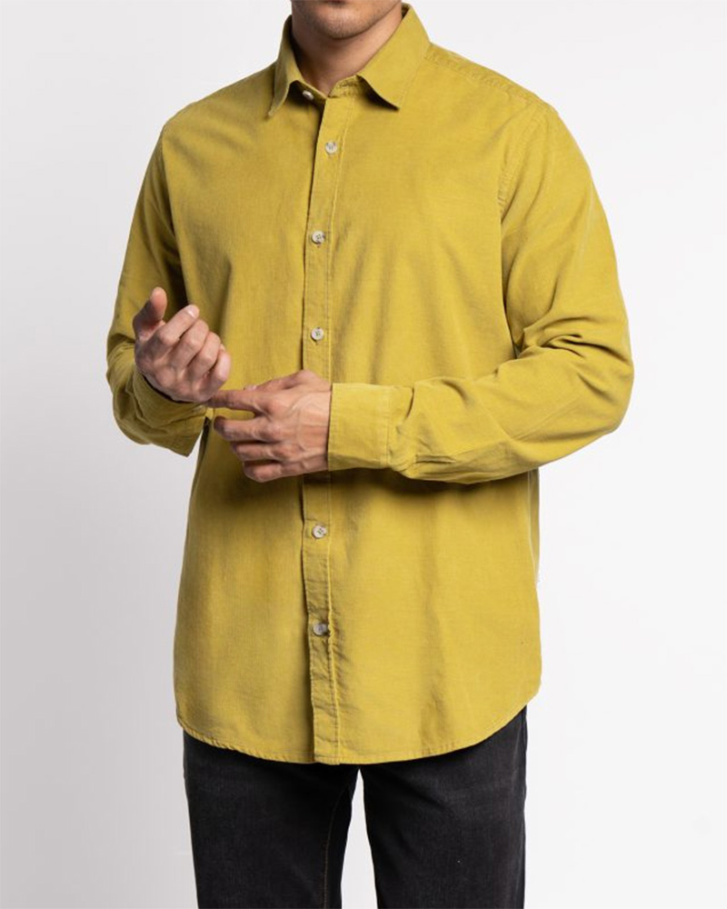 پیراهن مردانه مخمل کبریتی 4554 - عسلی