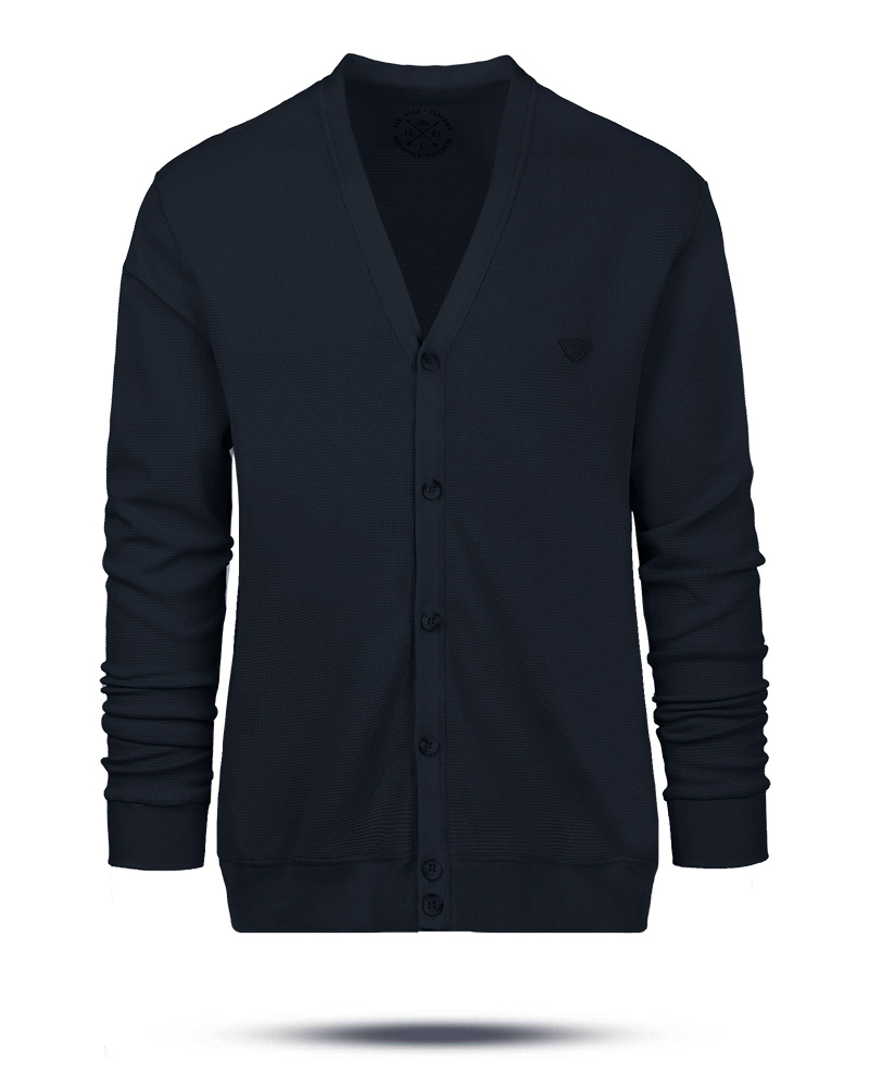 ژاکت مردانه بیسکوییتی 6555 - سرمه‌ای تیره