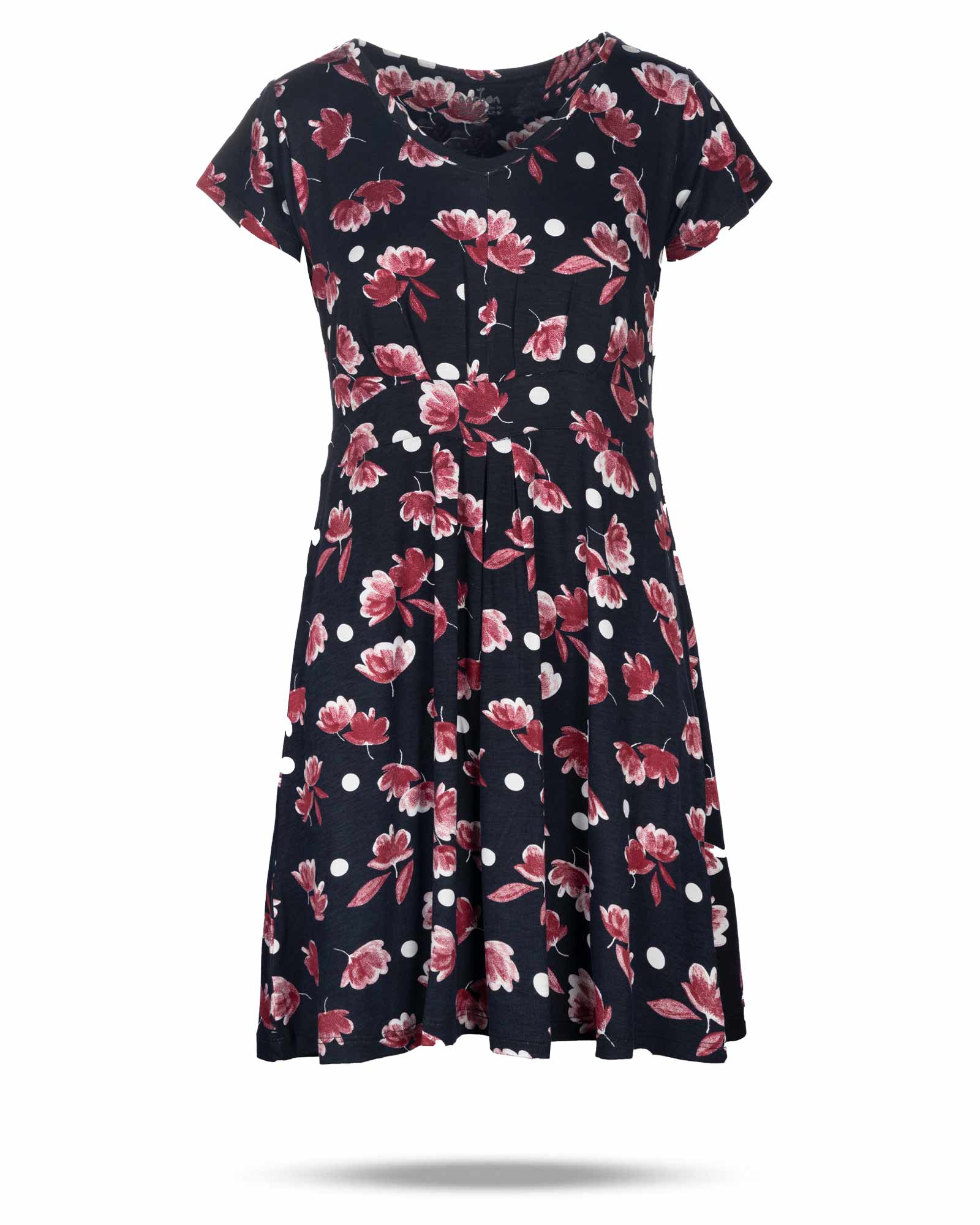 پیراهن راحتی طرح دار زنانه 3807 - سرمه‌ای تیره