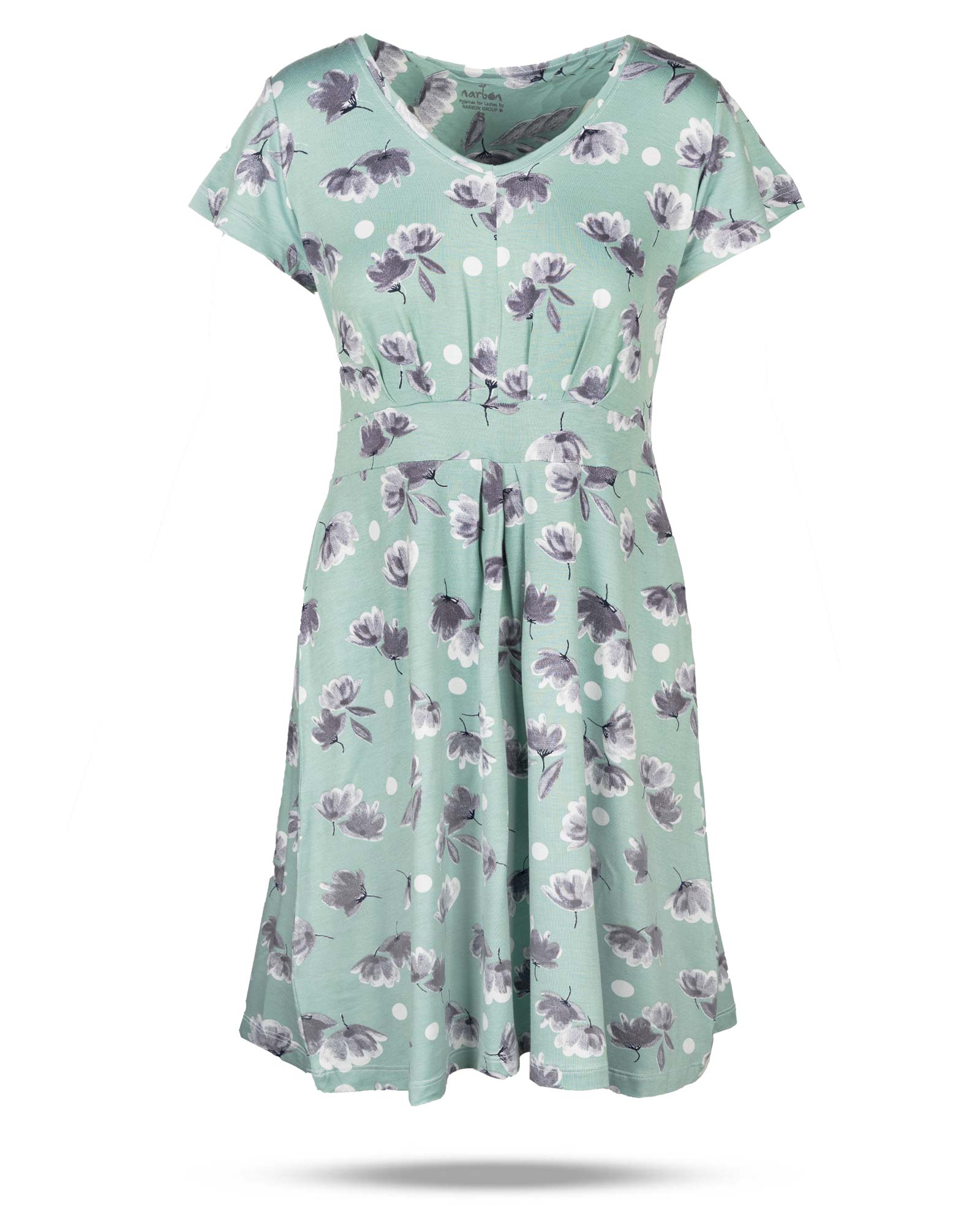 پیراهن راحتی طرح دار زنانه 3807 - سبزآبی