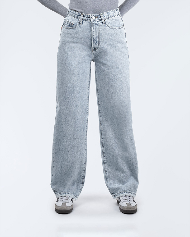 شلوار جین نیم بگ زنانه 70004931 - آبی آسمانی