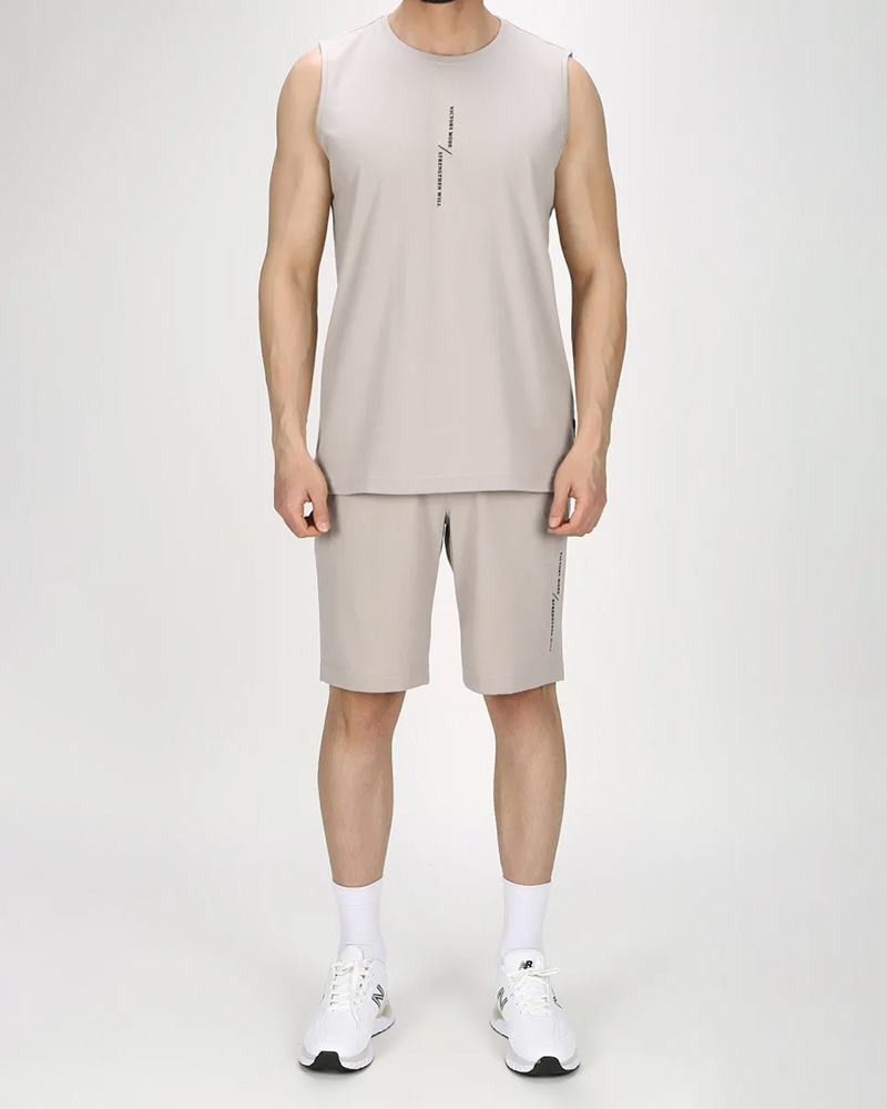 ست رکابی و شلوارک مردانه 3232 - خاکی