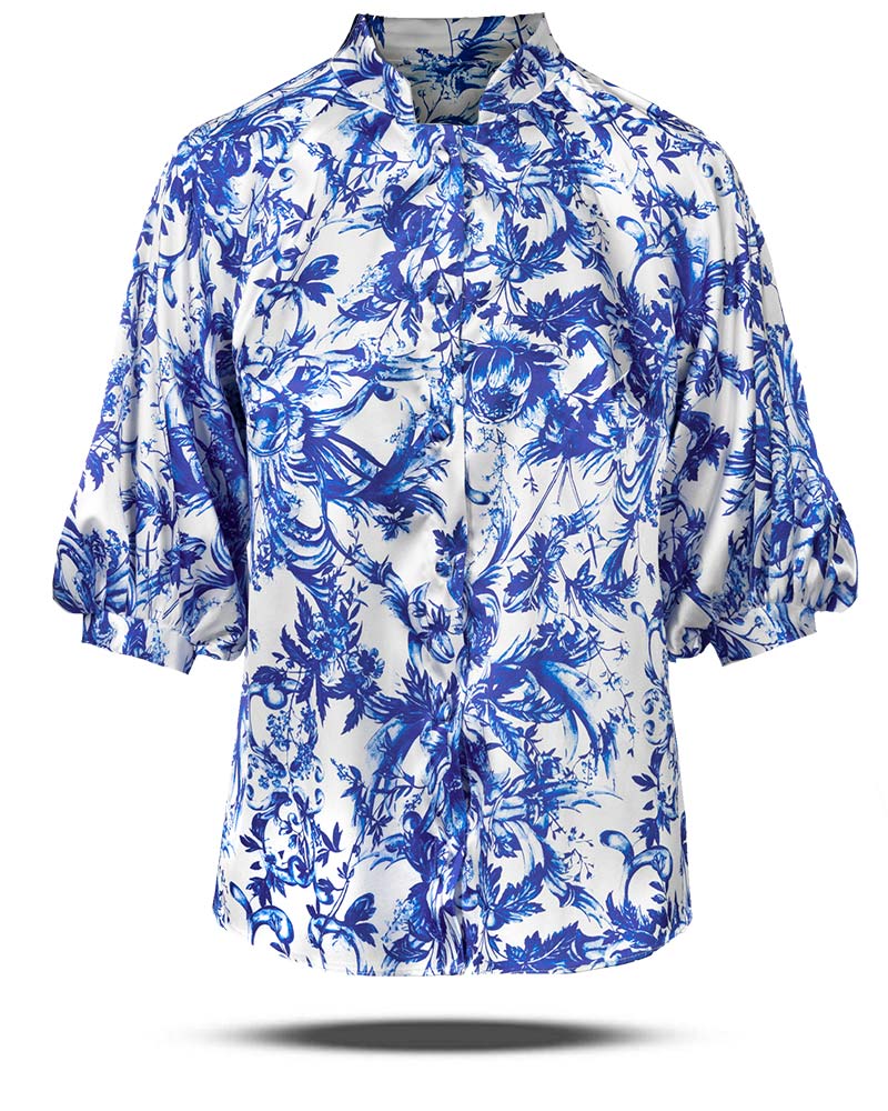 شومیز ساتن نخ زنانه 307340 - آبی