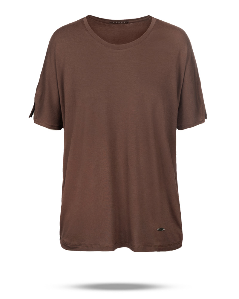 تیشرت آستین کیمونو زنانه 3023 - قهوه‌ای