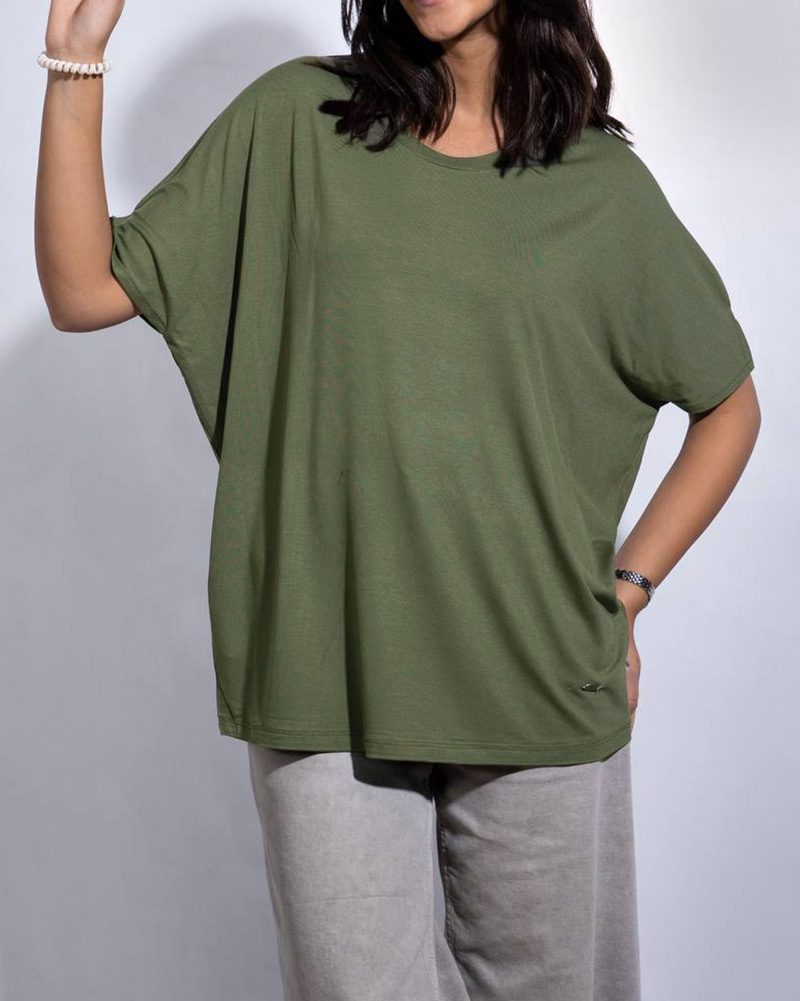 تیشرت آستین کیمونو زنانه 3023 - زیتونى