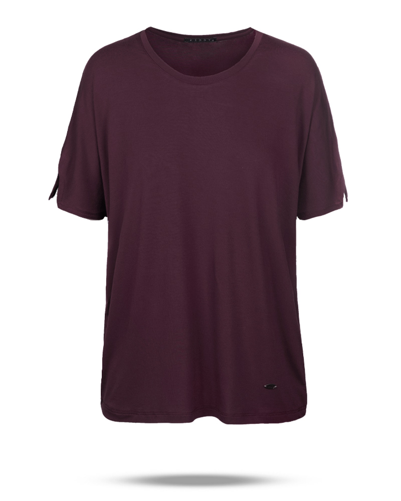 تیشرت آستین کیمونو زنانه 3023 - بادمجانی