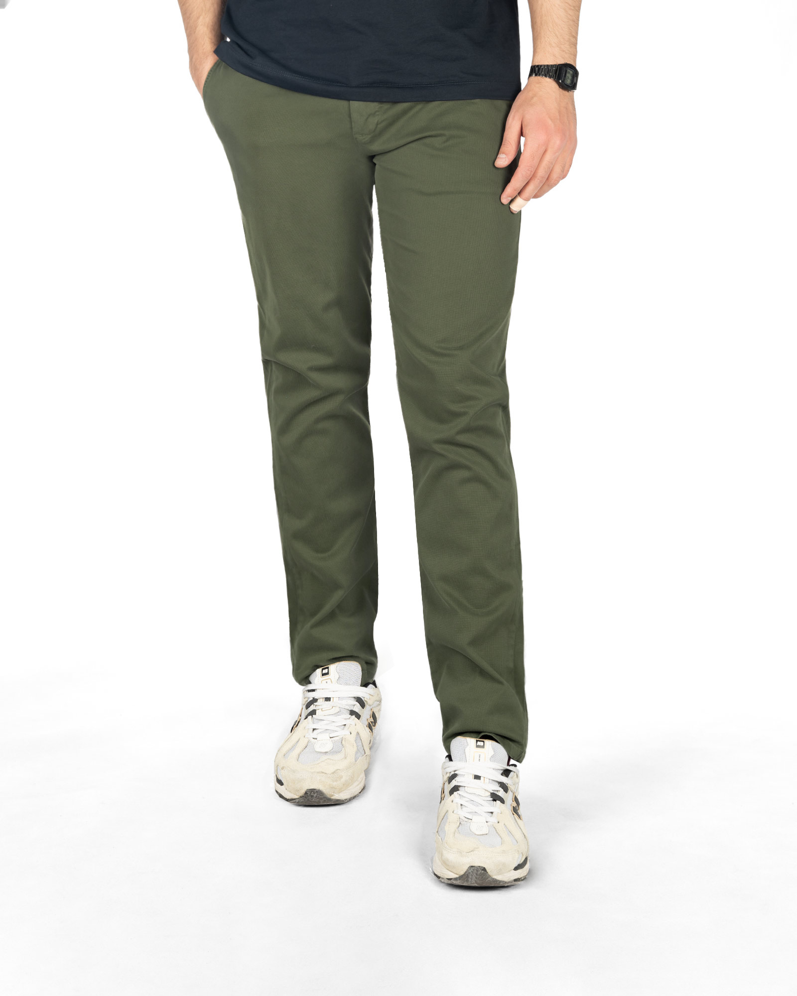 شلوار کتان مردانه رگولار vk0372 - زیتونی سیر