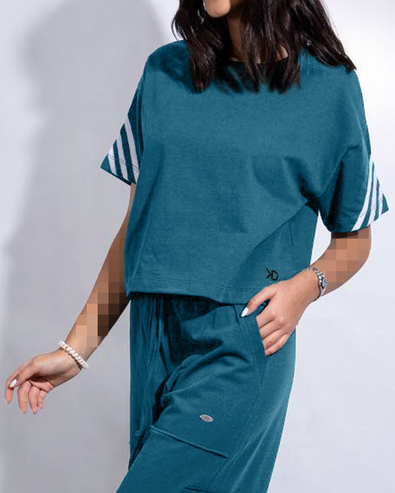 کراپ تیشرت زنانه 2898 - نیلی