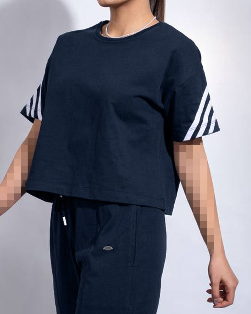 کراپ تیشرت زنانه 2898 - سرمه‌ای