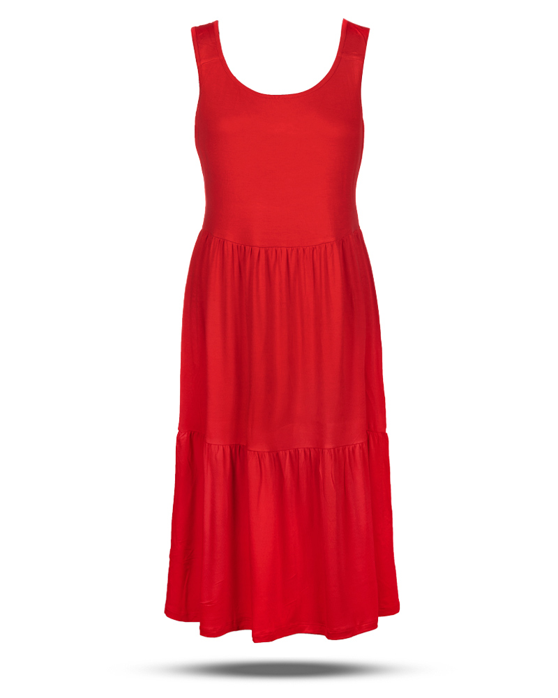 پیراهن آستین حلقه ای زنانه 3824 - قرمز