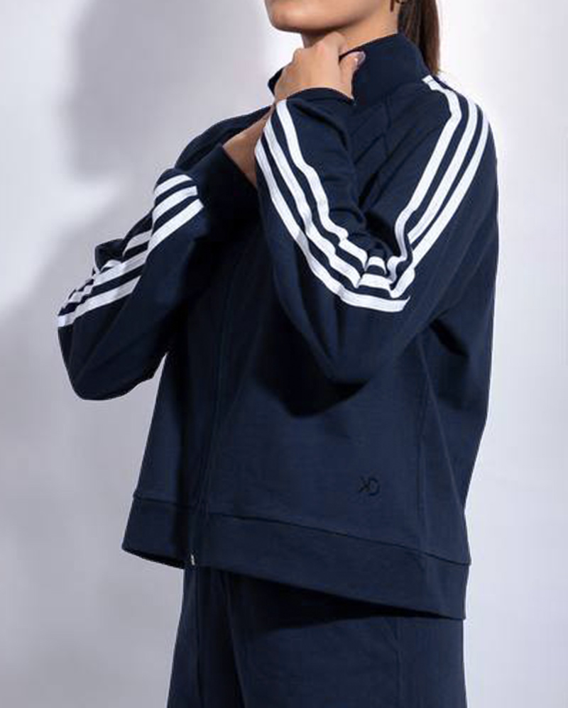 سویشرت یقه ایستاده زنانه 2904 - سرمه‌ای