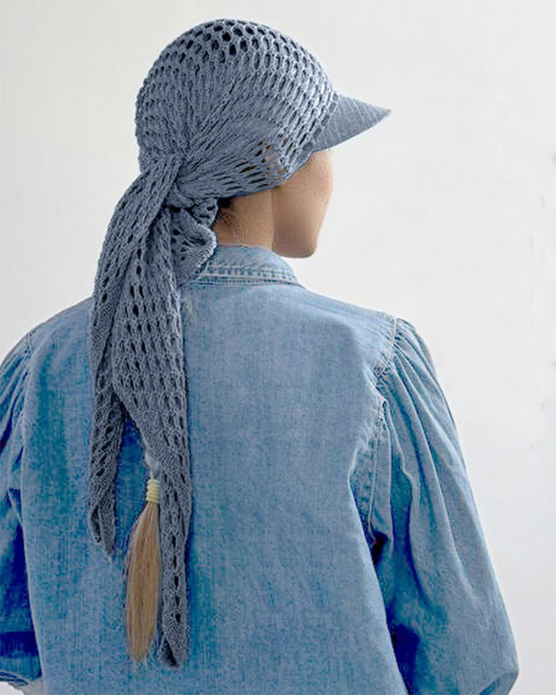 مینی اسکارف نقاب دار زنانه 25064 - آبی نفتی