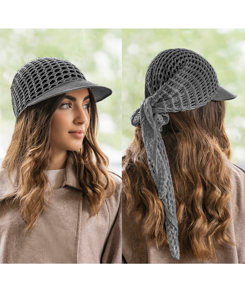 مینی اسکارف نقاب دار زنانه 25064 - خاکستری