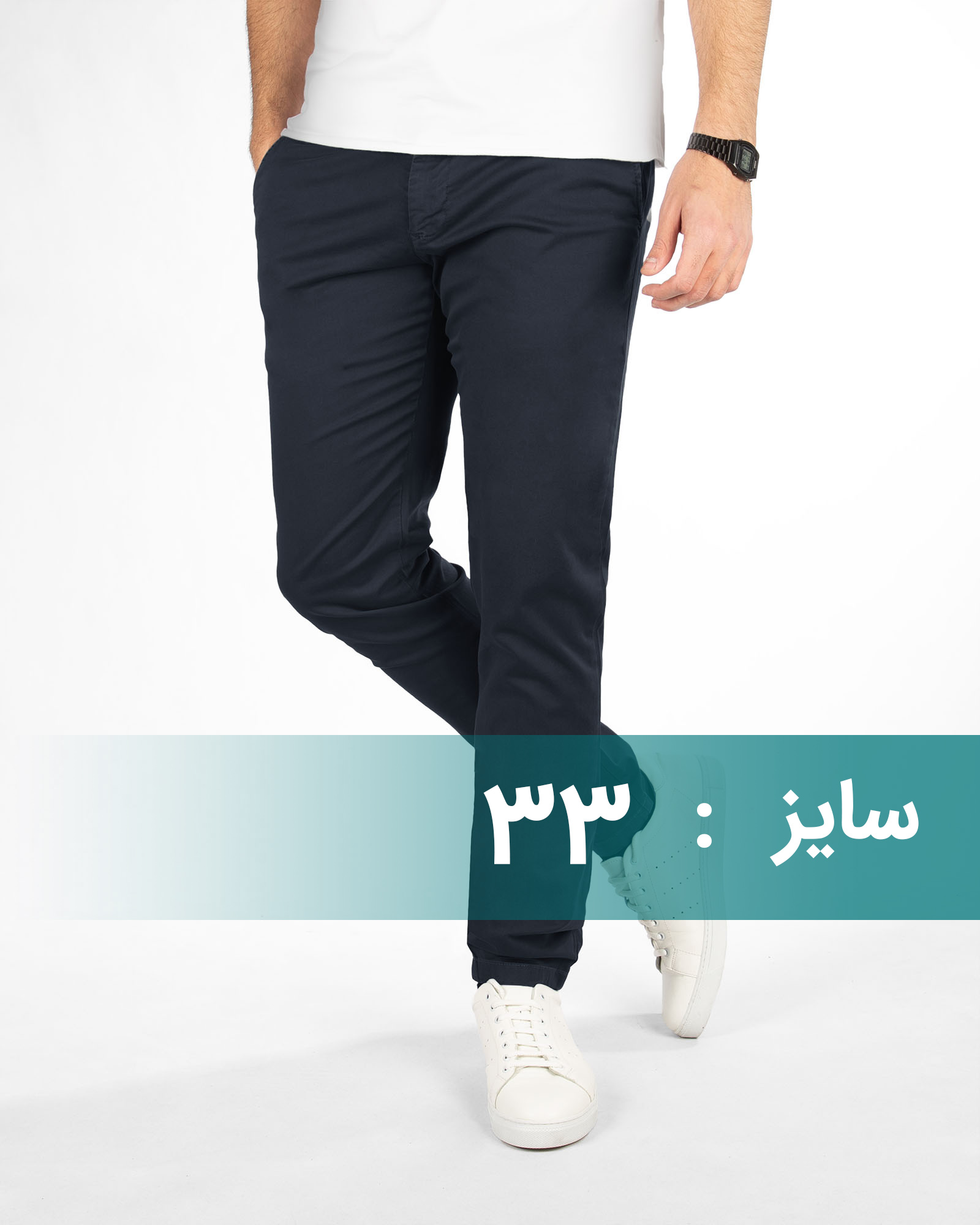 شلوار کتان راسته مردانه vk0121 - سرمه‌ای تیره