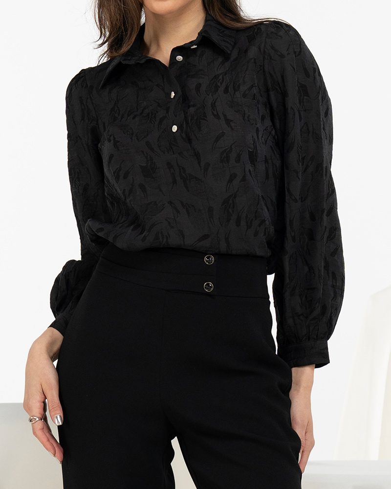 شومیز نخ ژاکارد زنانه 304450 - مشکی