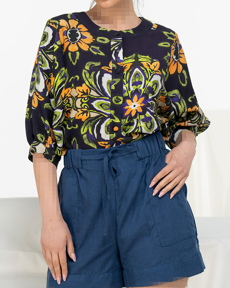 شومیز تافته دکمه دار زنانه 307348 - مشکی