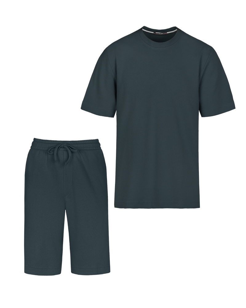 ست تیشرت و شلوارک مردانه 3245 - کله غازی کدر