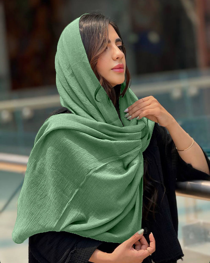 شال کراش ترک زنانه 2895 - سبز زمردی