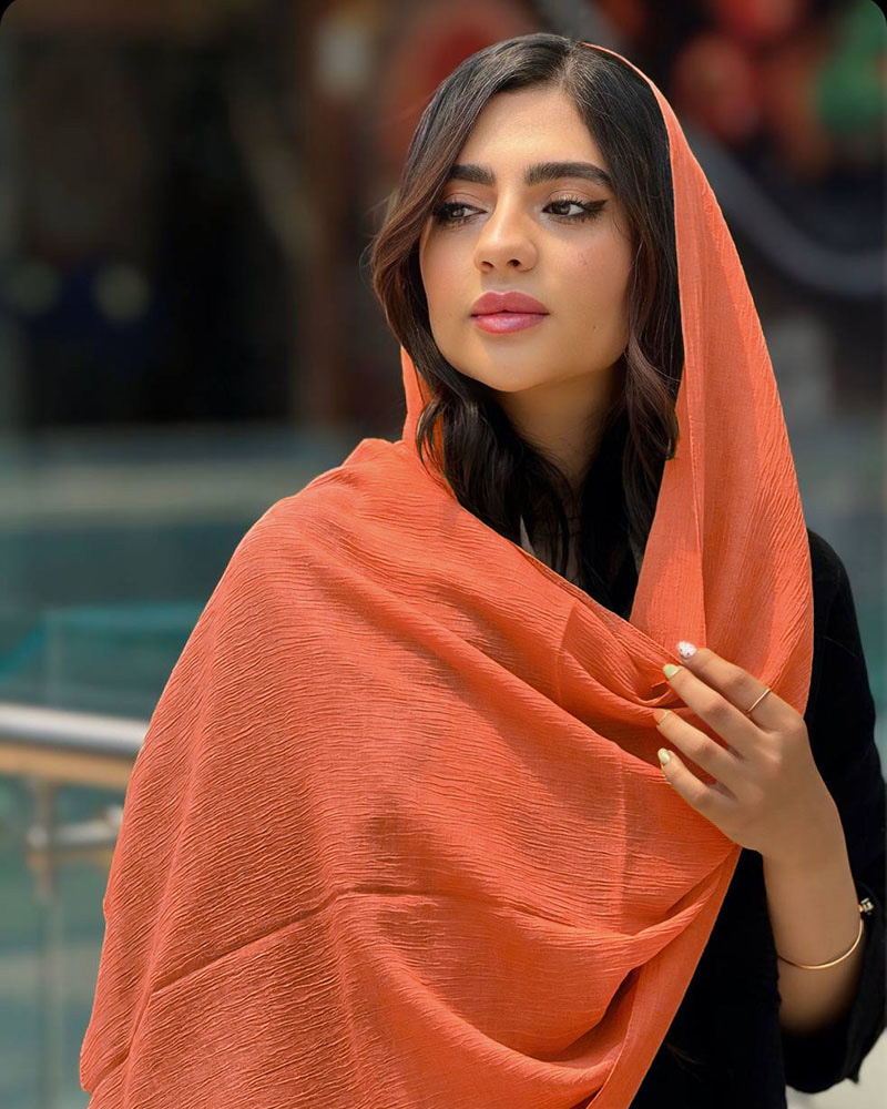 شال کراش ترک زنانه 2895 - نارنجی