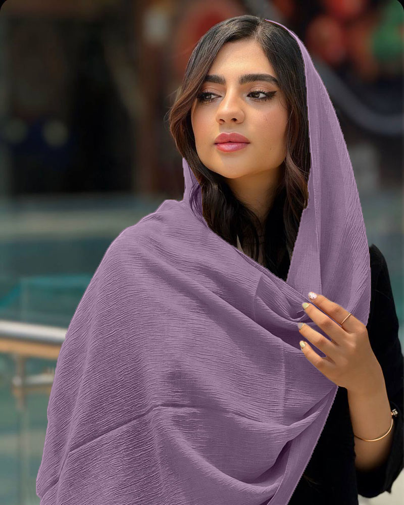 شال کراش ترک زنانه 2895 - بنفش کدر