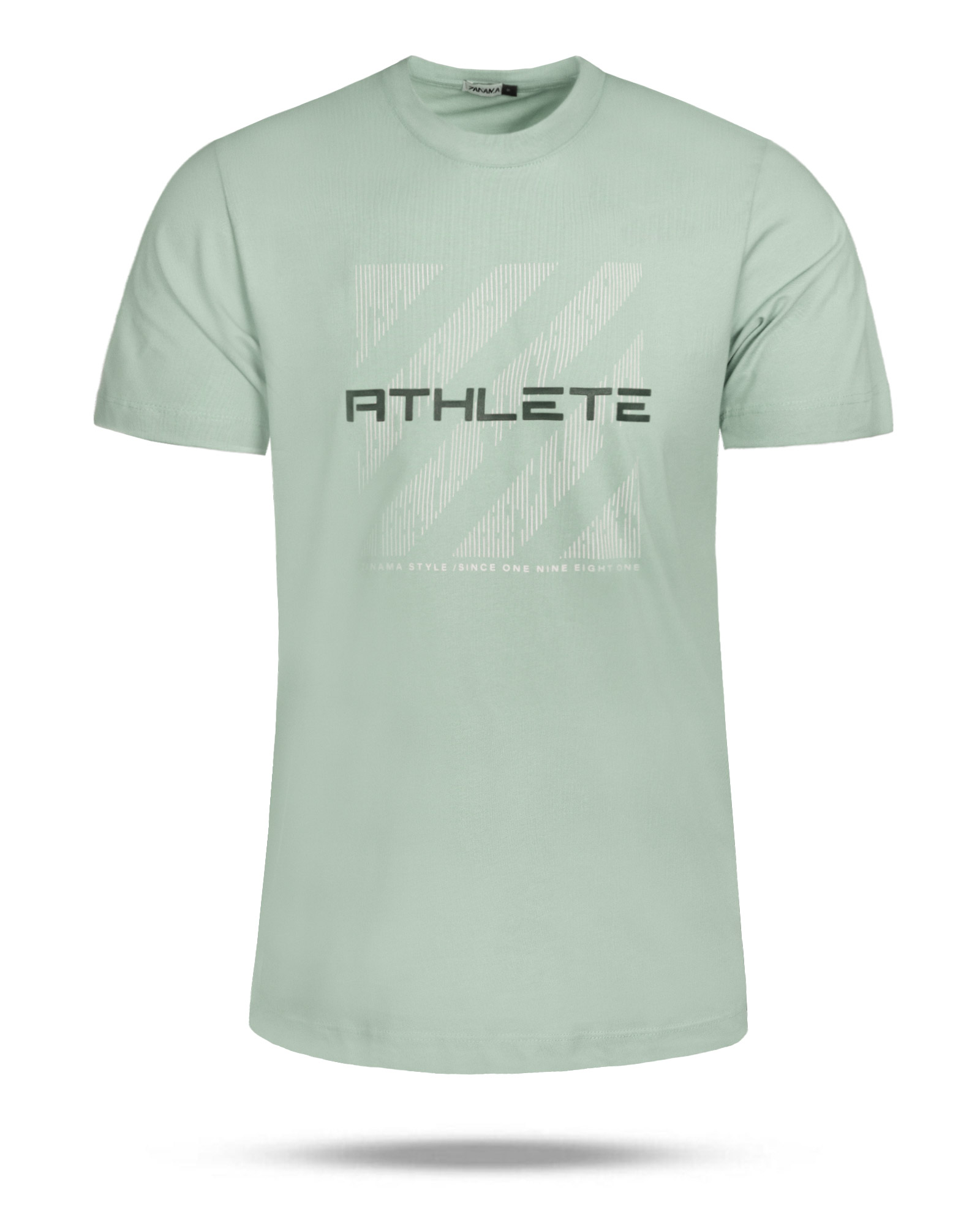 تیشرت طرح دار نخی مردانه 031415 - سبز پاستیلی