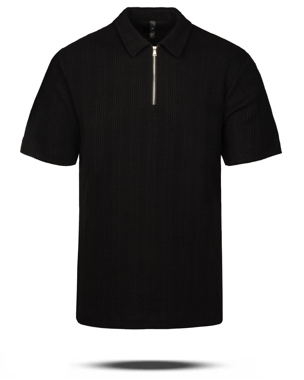 تیشرت یقه نیم زیپ مردانه 031666 - مشکی