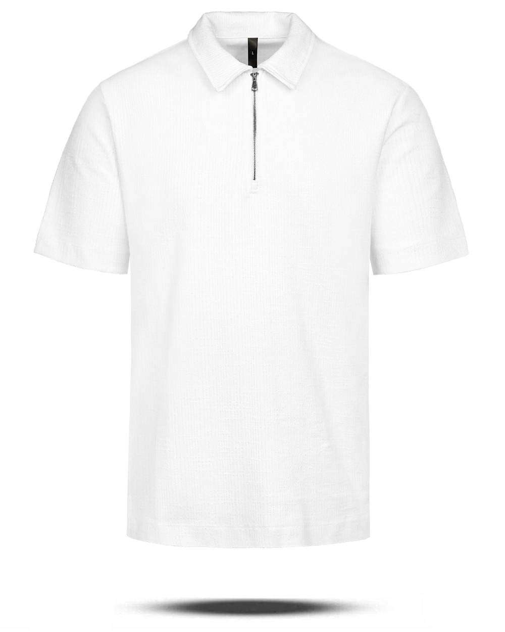 تیشرت یقه نیم زیپ مردانه 031666 - سفید