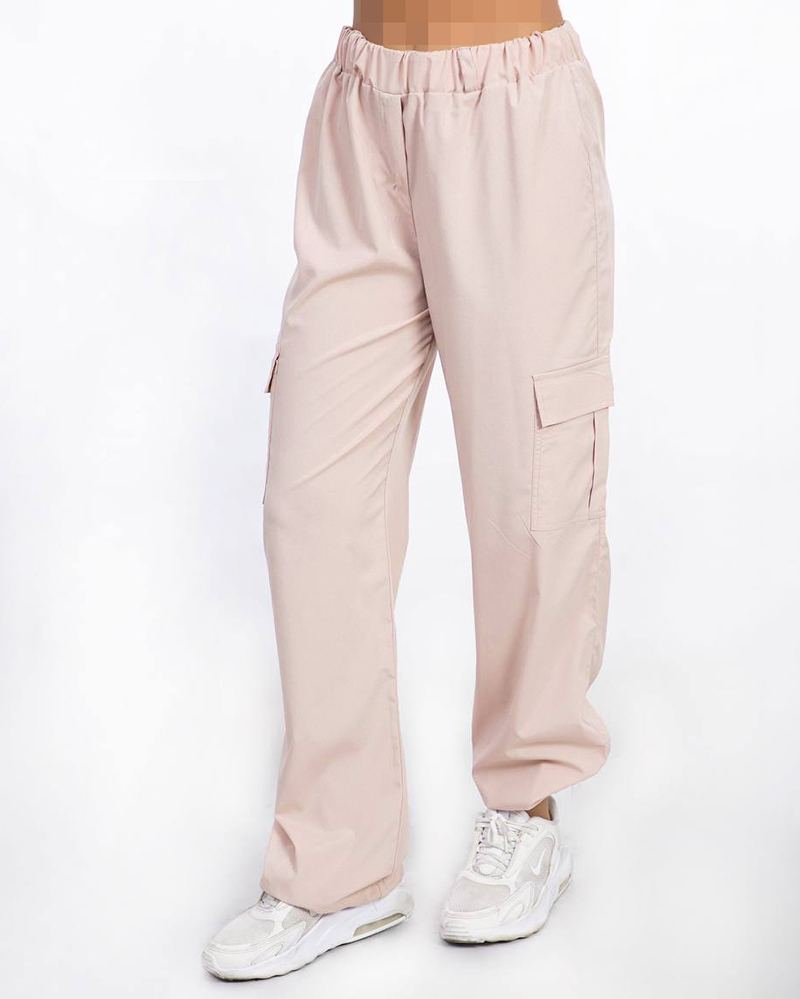 شلوار نیم بگ زنانه 3139 - کرمی سیر