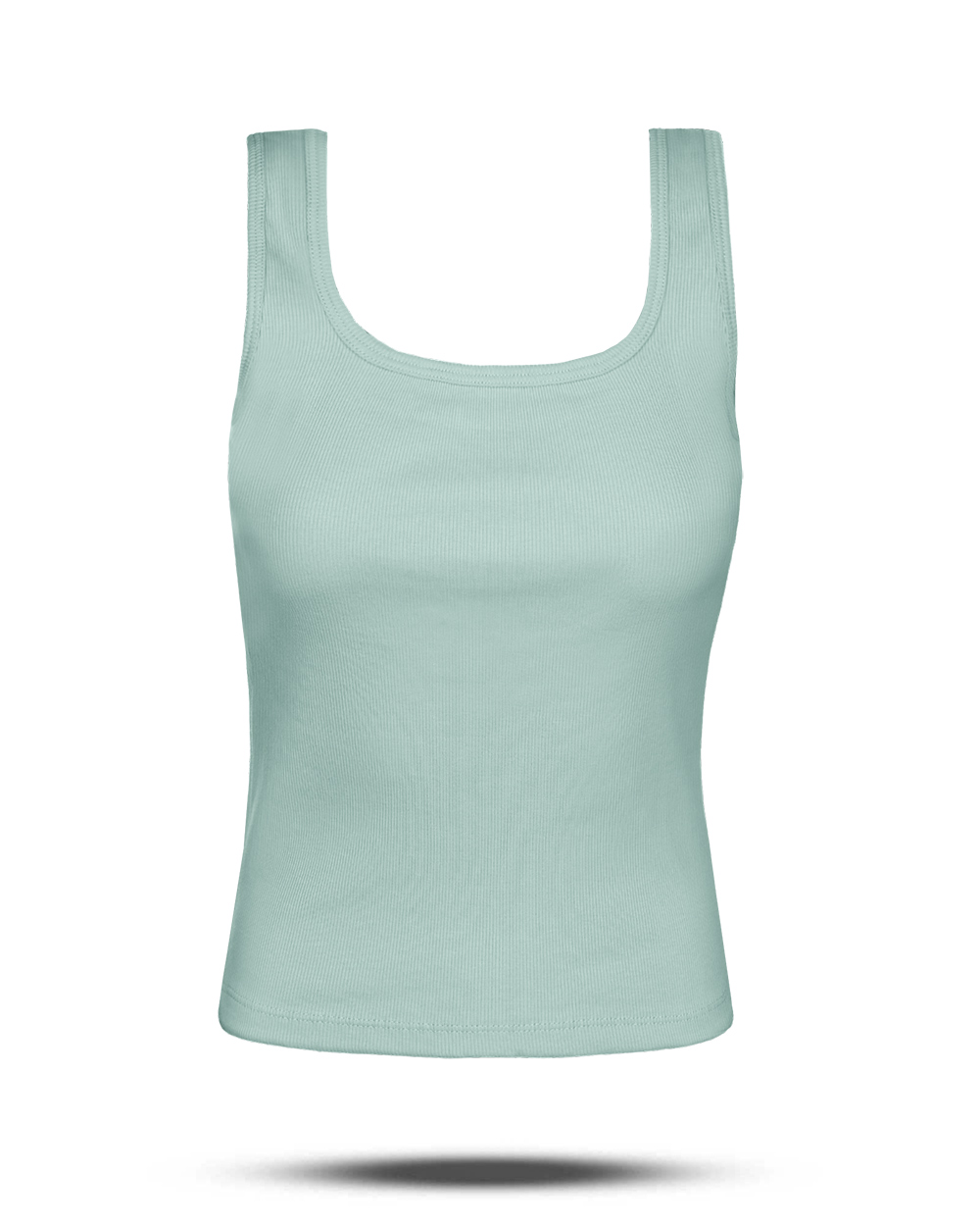 تاپ کشبافت یقه خشتی زنانه 2981 - سبزآبی روشن