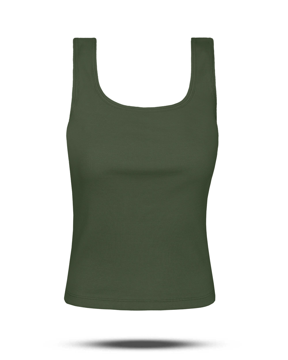 تاپ کشبافت یقه خشتی زنانه 2981 - زیتونی سیر