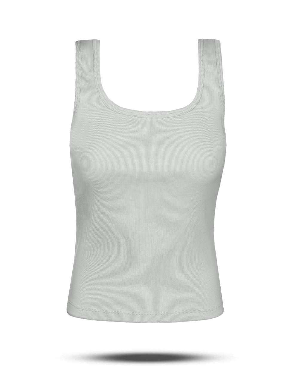 تاپ کشبافت یقه خشتی زنانه 2981 - طوسی کمرنگ