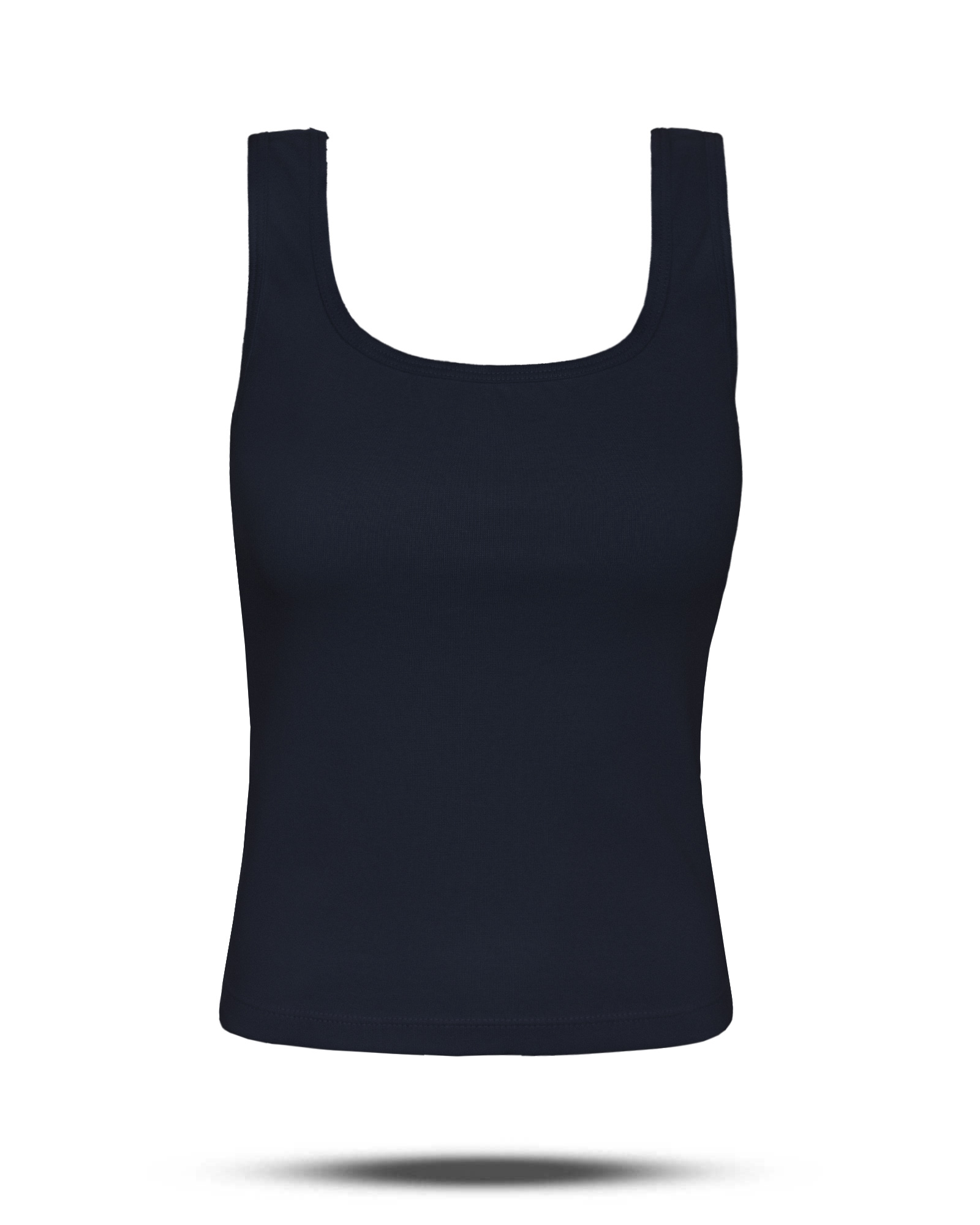 تاپ نخی یقه خشتی زنانه 2981-t1 - سرمه‌ای تیره