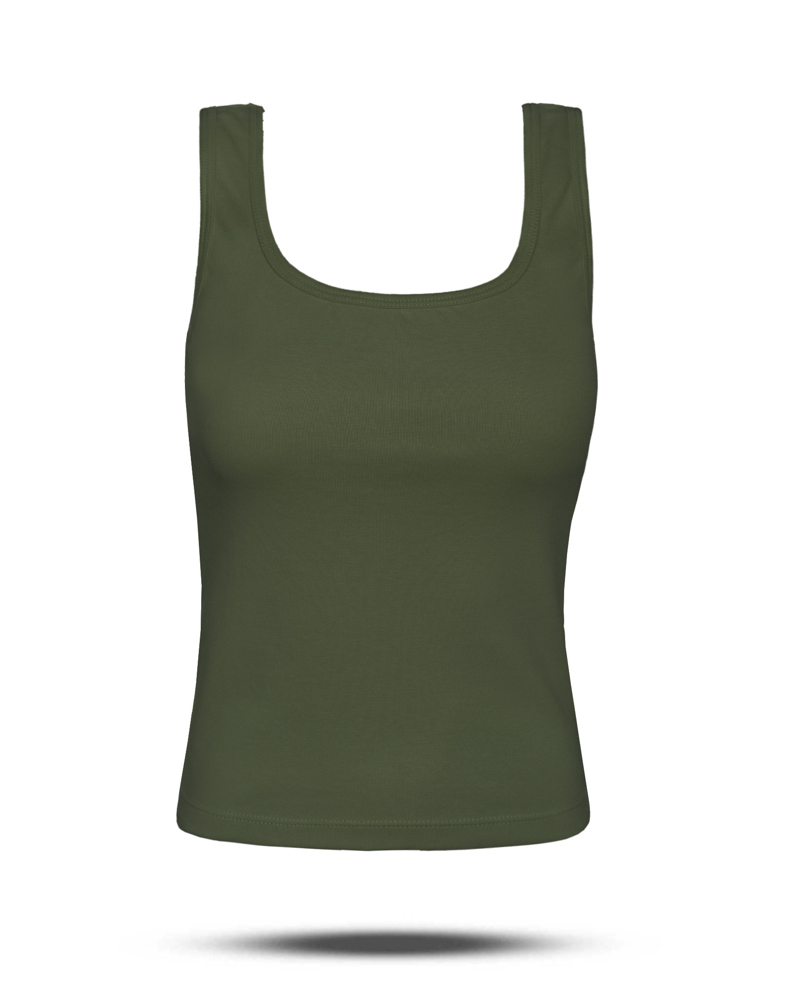 تاپ نخی یقه خشتی زنانه 2981-t1 - زیتونی سیر