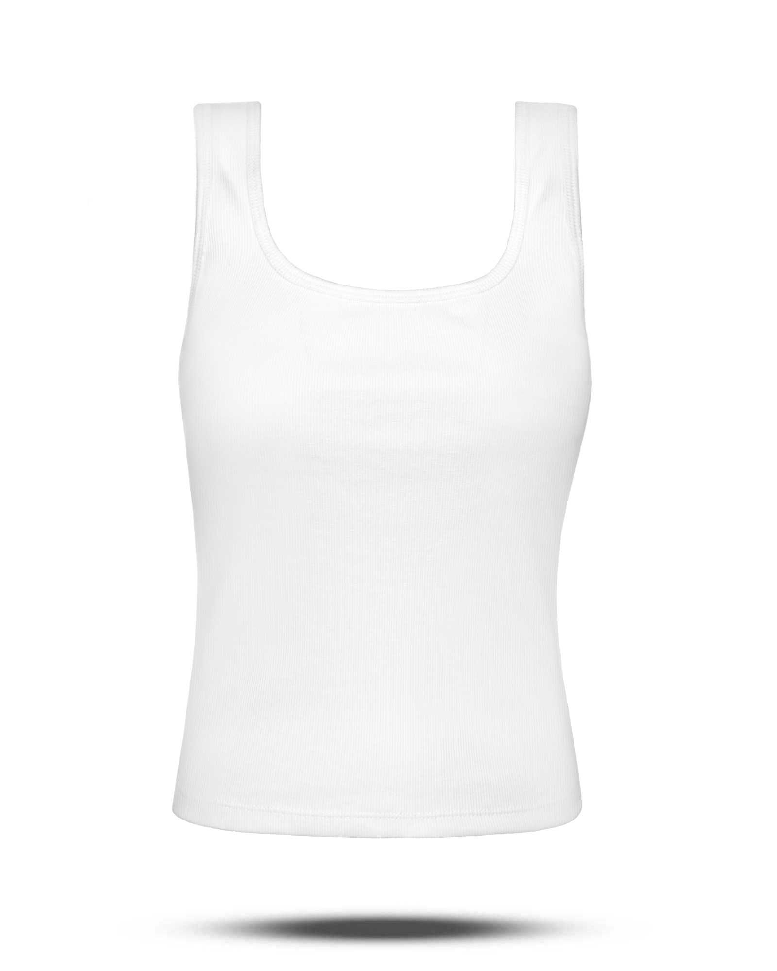 تاپ کشبافت یقه خشتی زنانه 2981 - سفید