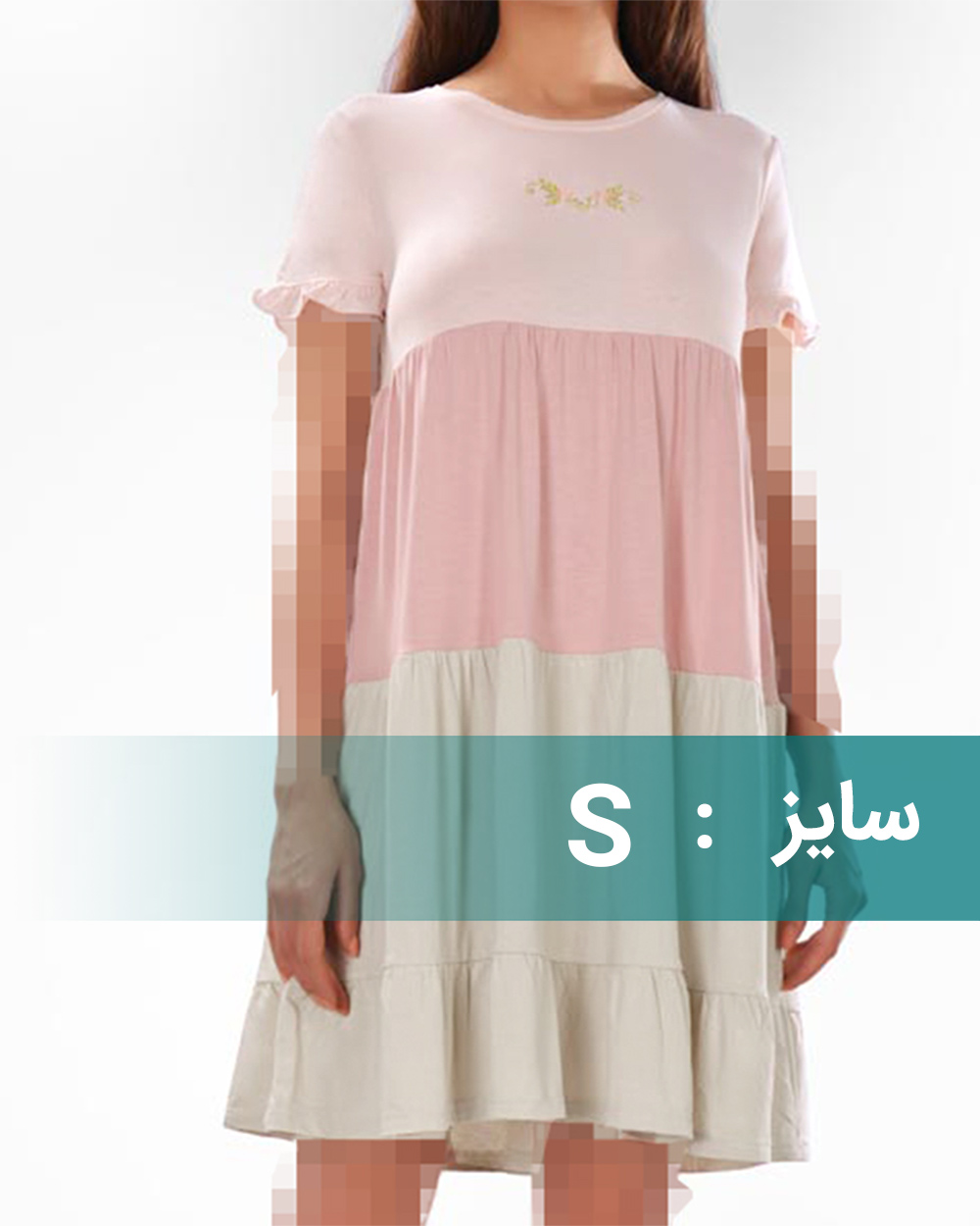 پیراهن آستین کوتاه زنانه 3648 - گلبهی