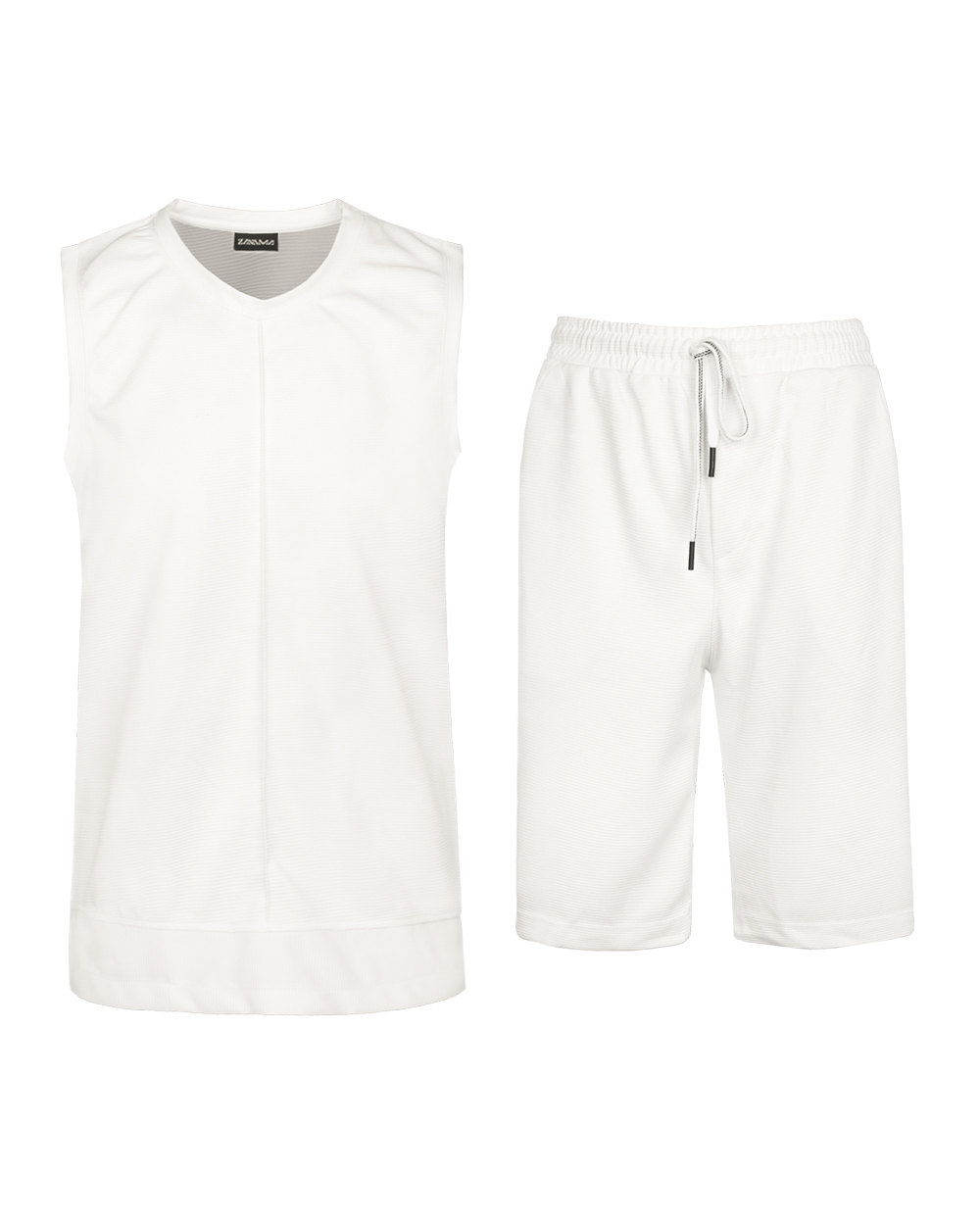 ست تاپ و شلوارک نخی مردانه 021344 - سفید