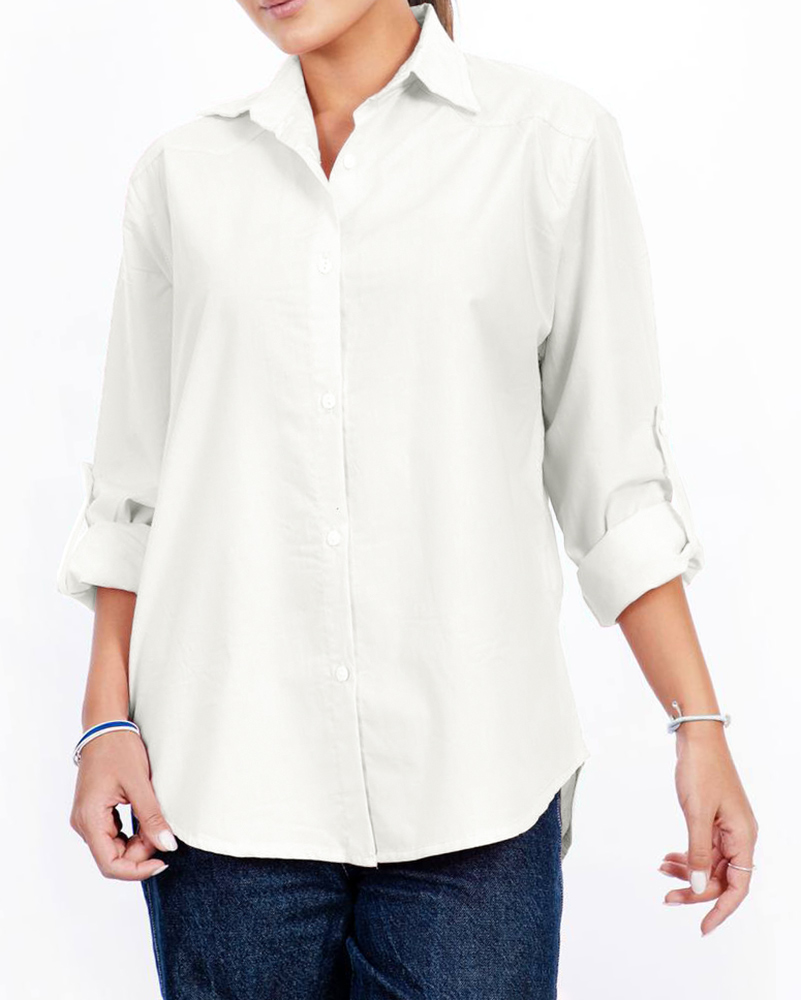 شومیز پوپلین ساده زنانه 2676 - شیرى