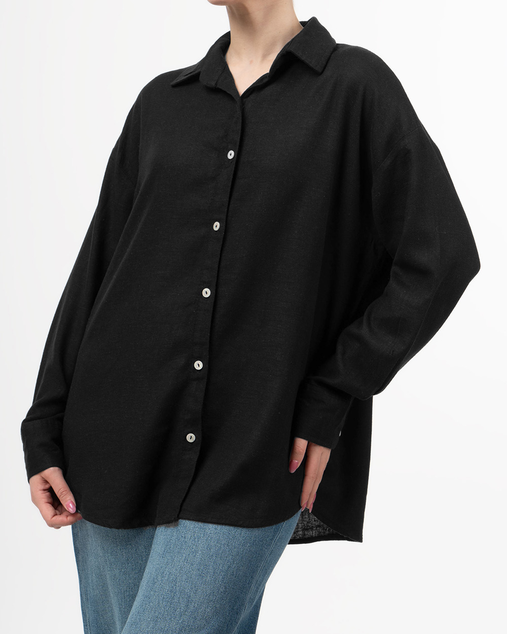 شومیز لینن مشکی زنانه 6002520 - مشکی