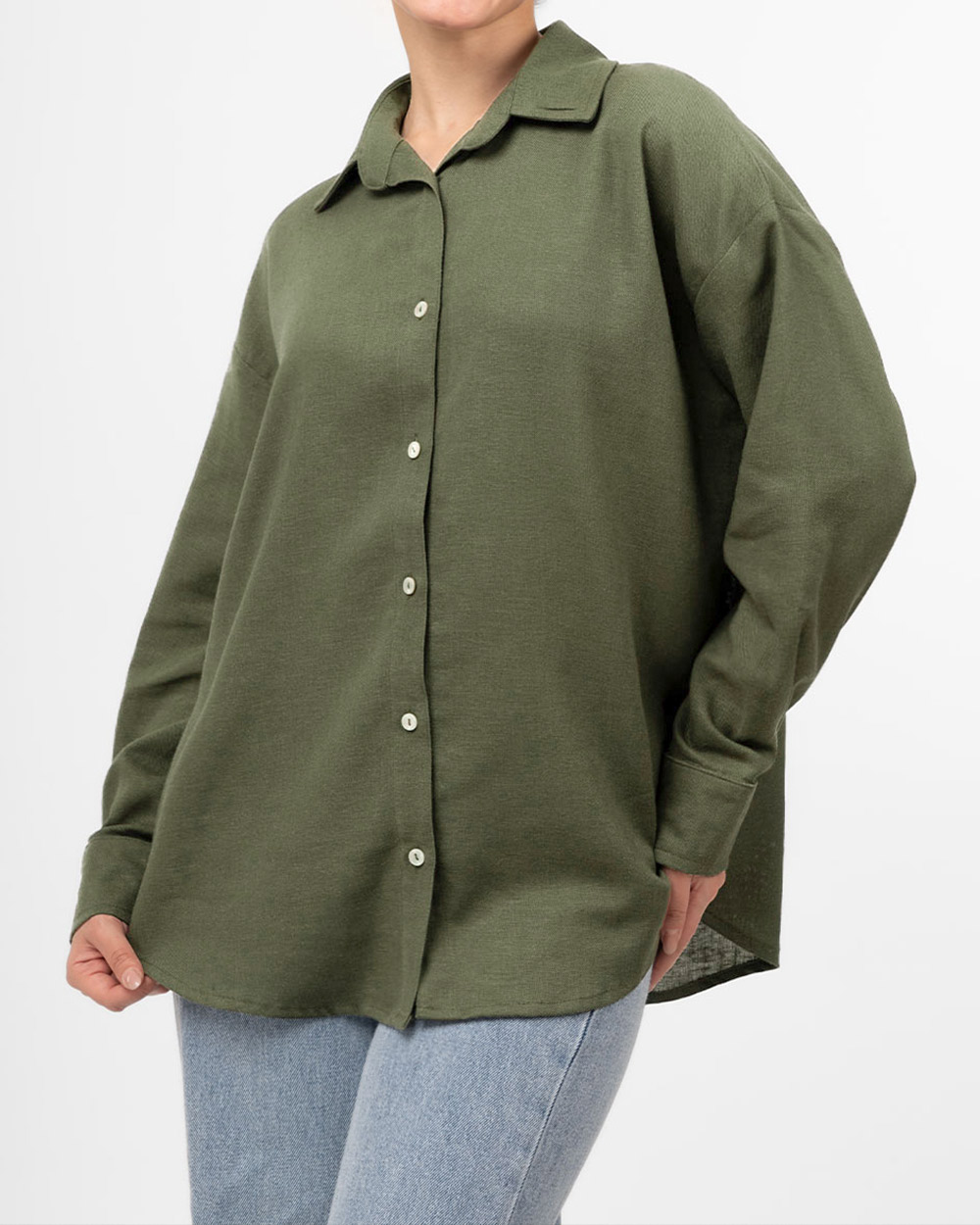 شومیز لینن زیتونی زنانه 6002447 - زیتونی سیر