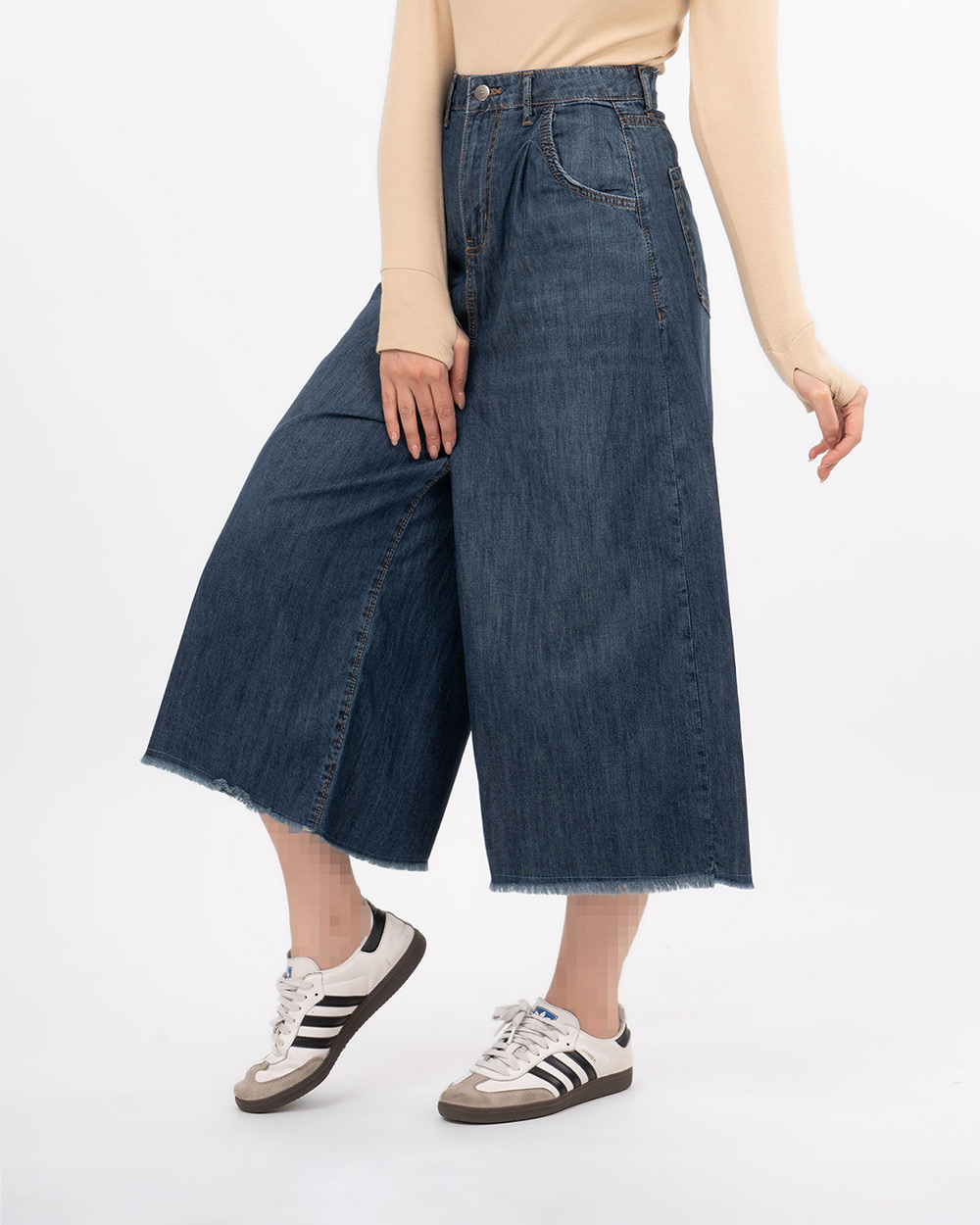 دامن شلواری جین زنانه 300011103 - آبی نفتی