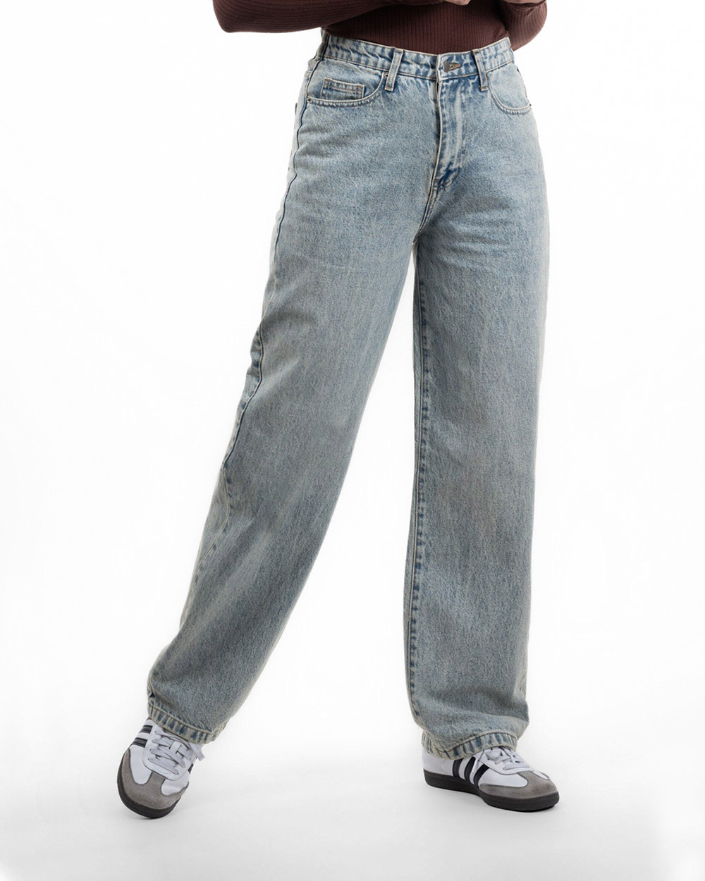 شلوار جین نیم بگ زنانه 70004943 - آبی روشن