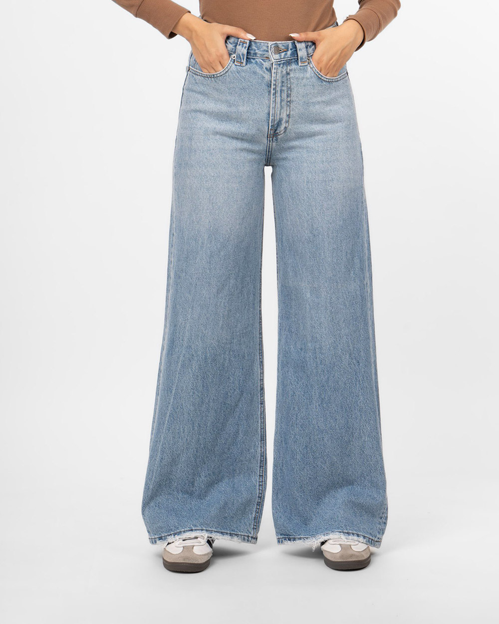 شلوار جین بگ زنانه 912097 - آبی آسمانی