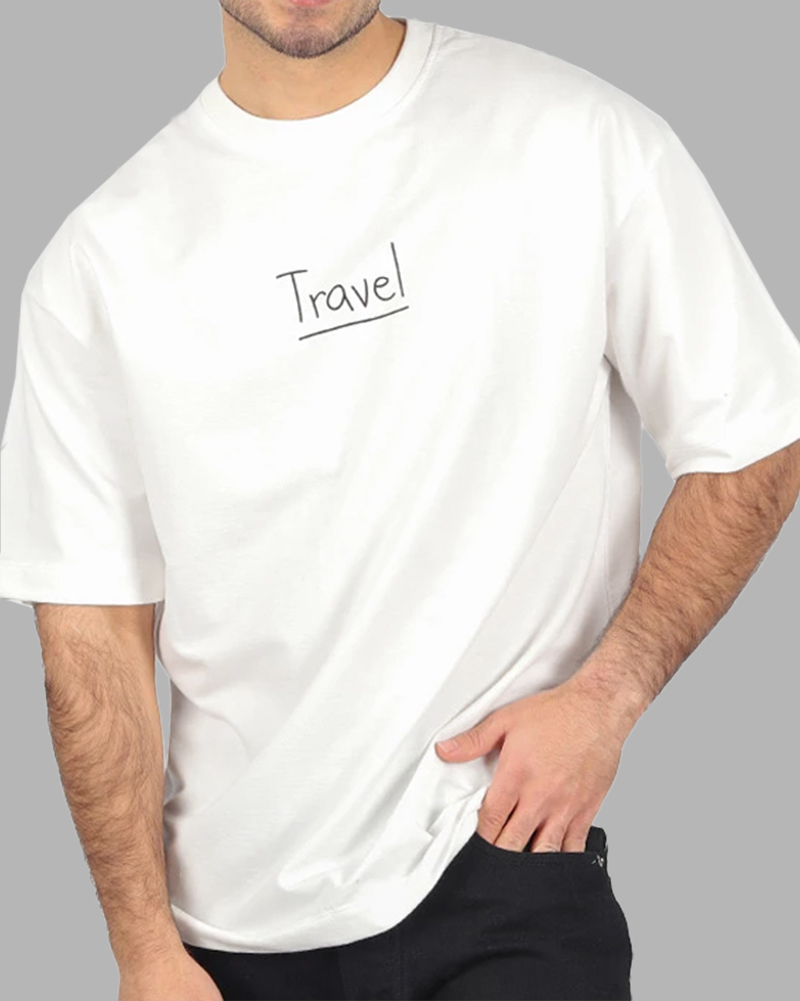 تیشرت طرح Travelمردانه 041686 - سفید