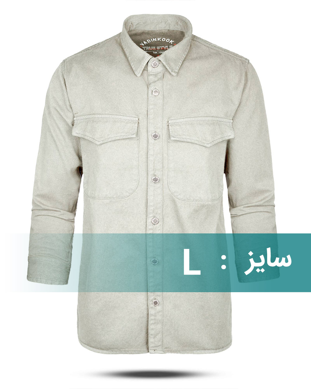 پیراهن جین ضخیم مردانه 999 - خاکستری محو