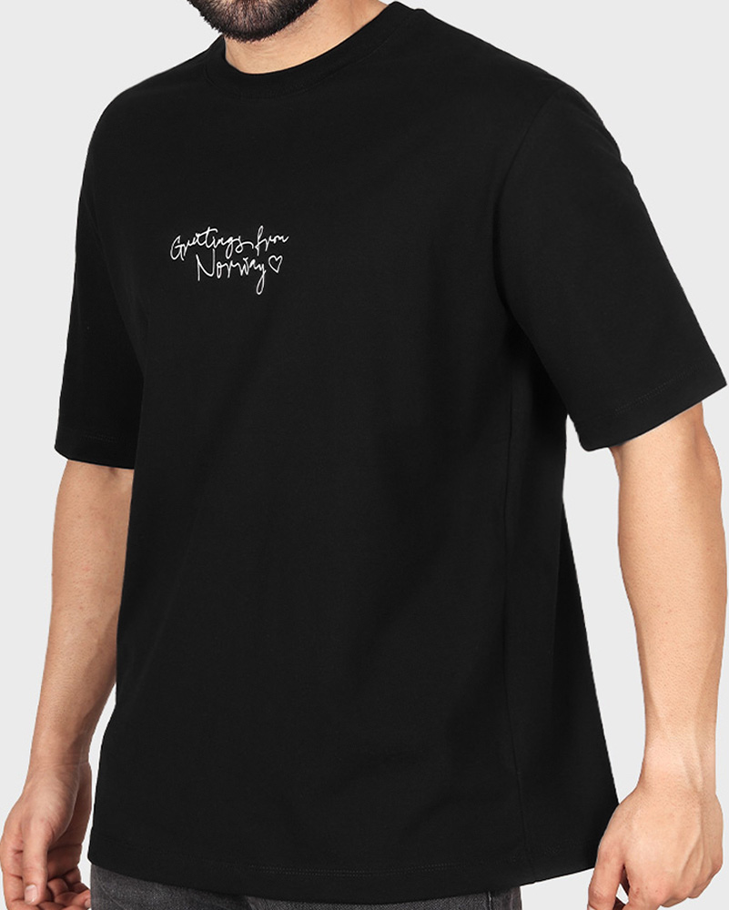 تیشرت طرح دار نخی مردانه 041705 - مشکی